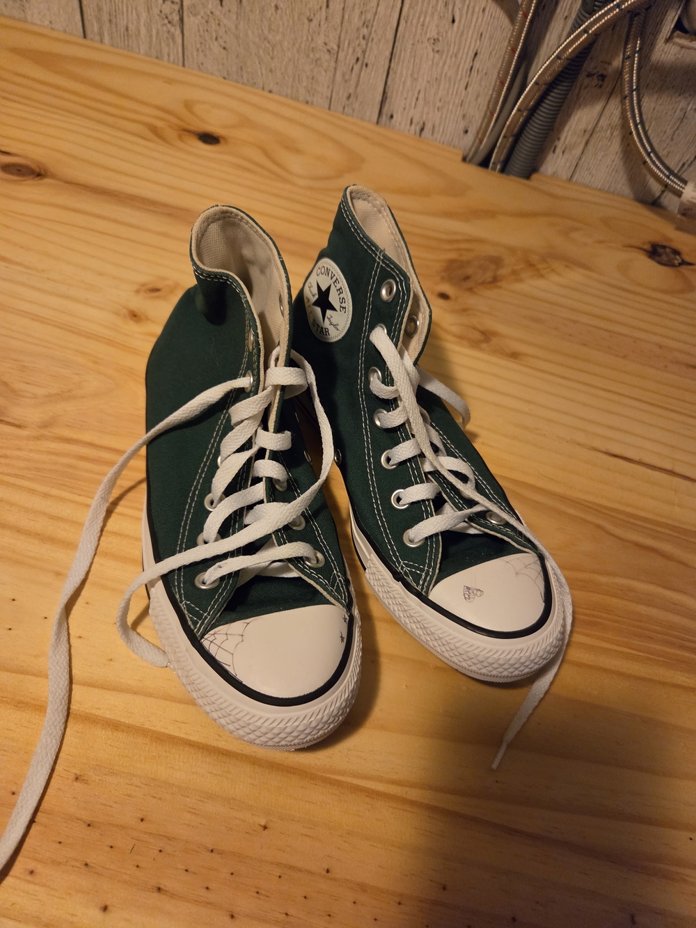 Converse High Top Sneakers in Forest Green and White